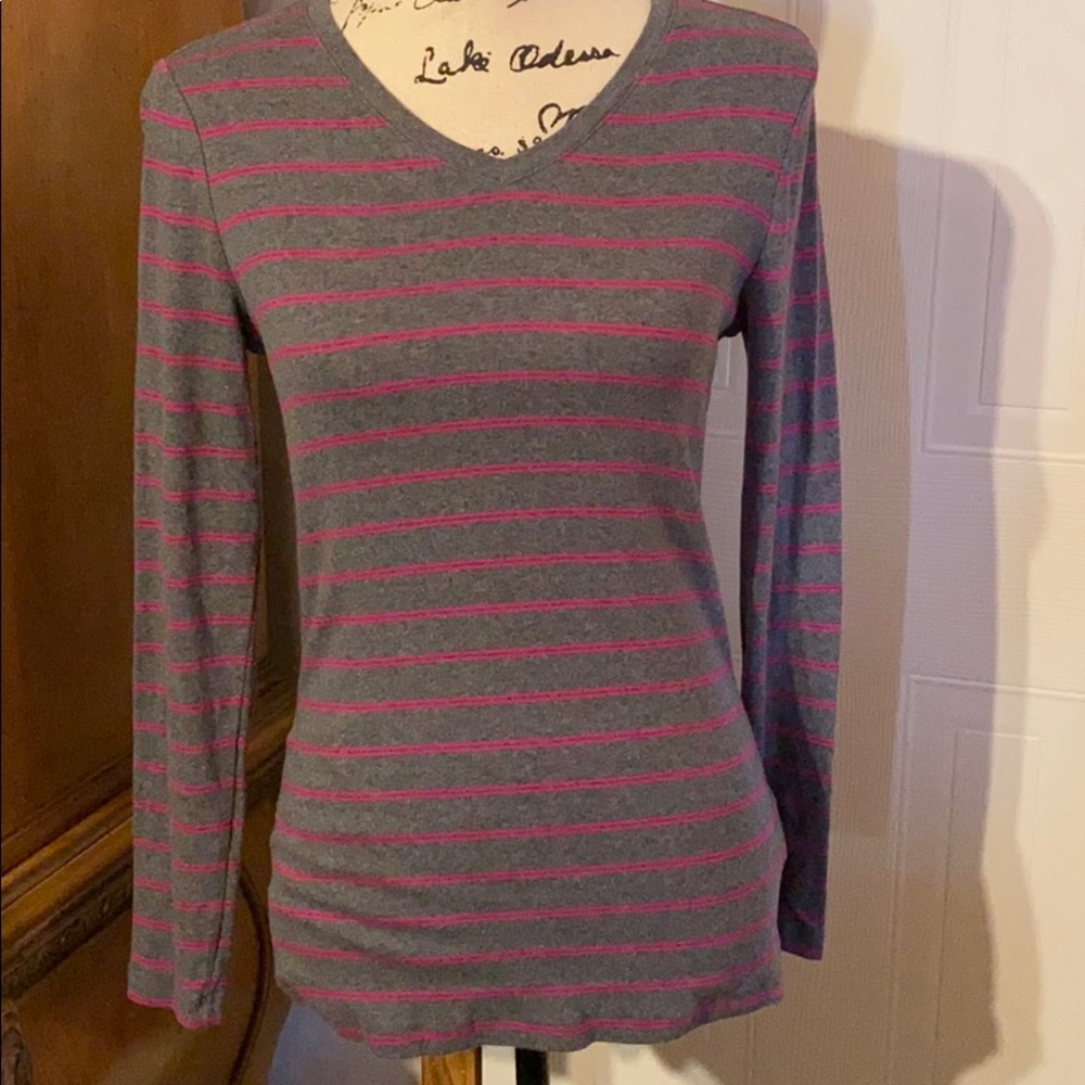 Faded Glory V-Neck Striped Top